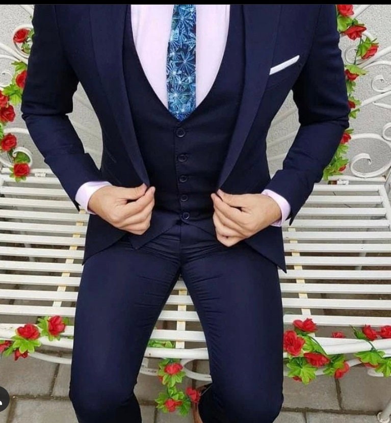 Men Navy Blue Suit - Etsy Australia