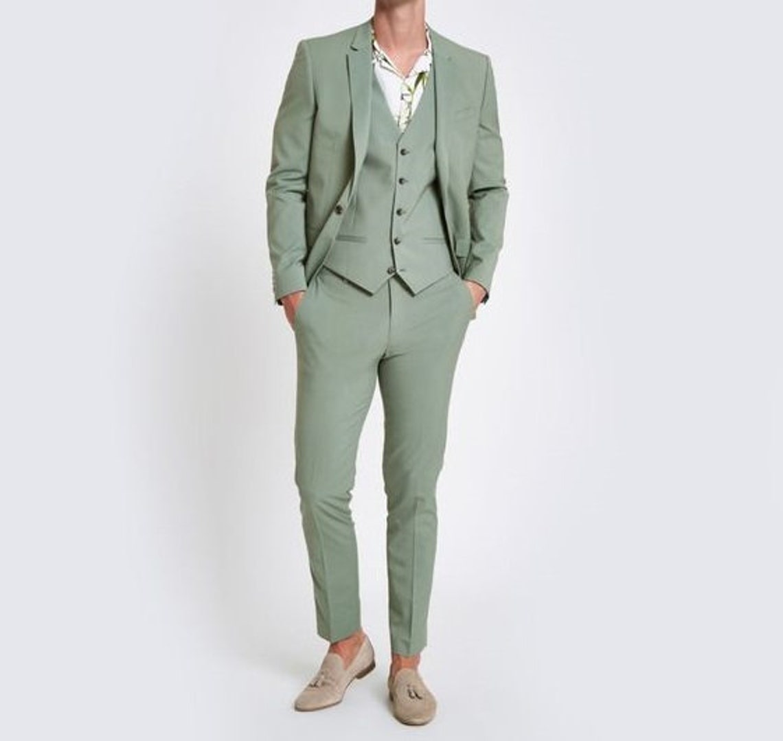 Men Suits Sage Green Wedding 3 Piece Suit Slim Fit Stylish image 2
