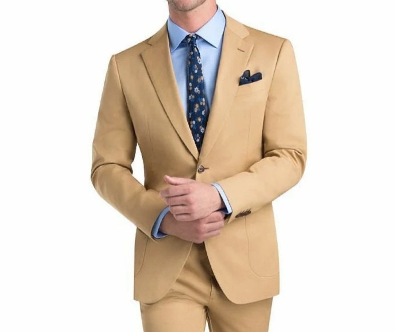 Men Suits Brown 3 Piece Slim Fit Two Button Wedding Groom Party Wear Coat  Pant, Camel Brown Pinstripe Suit for Men, Slim Fit Italian Suit 