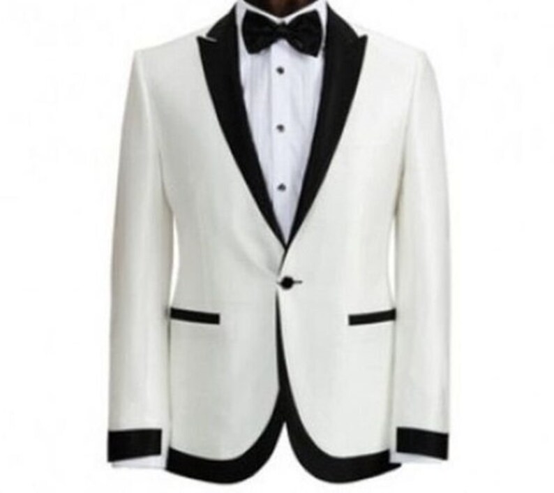 Men White Tuxedo Jacket One Button Slim Fit Party Wear Wedding Etsy