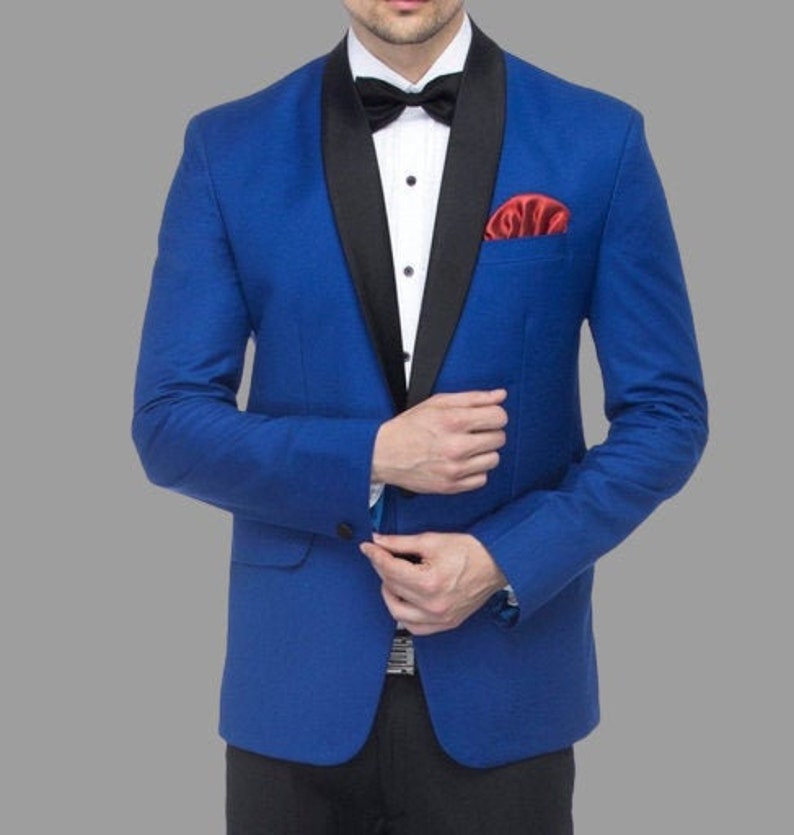 Men Tuxedo Jacket Royal Blue Coat Slim Fit One Button Party - Etsy