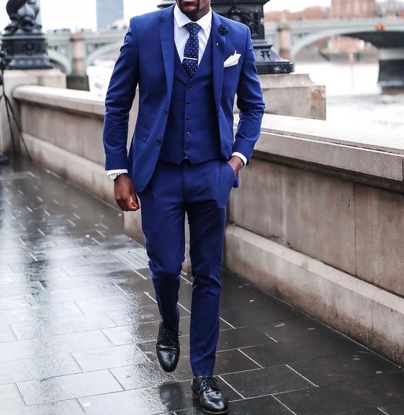 Men's Two Piece Suit Wedding Suit Royal Blue Slim Fit Suits Dinner Suit  Bespoke Tailoring