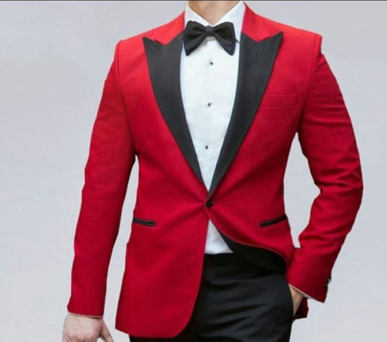 Men Tuxedo Jacket Red Wedding Groom Slim Fit One Button Party - Etsy