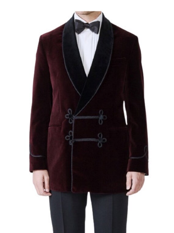 maroon smoking jacket