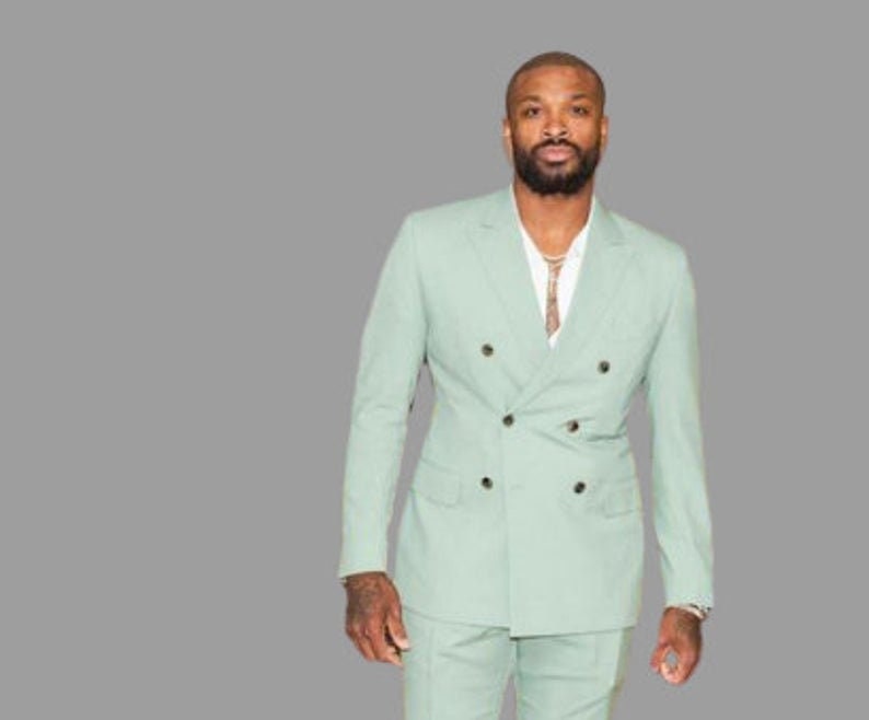 Mint green double breasted suit clearance