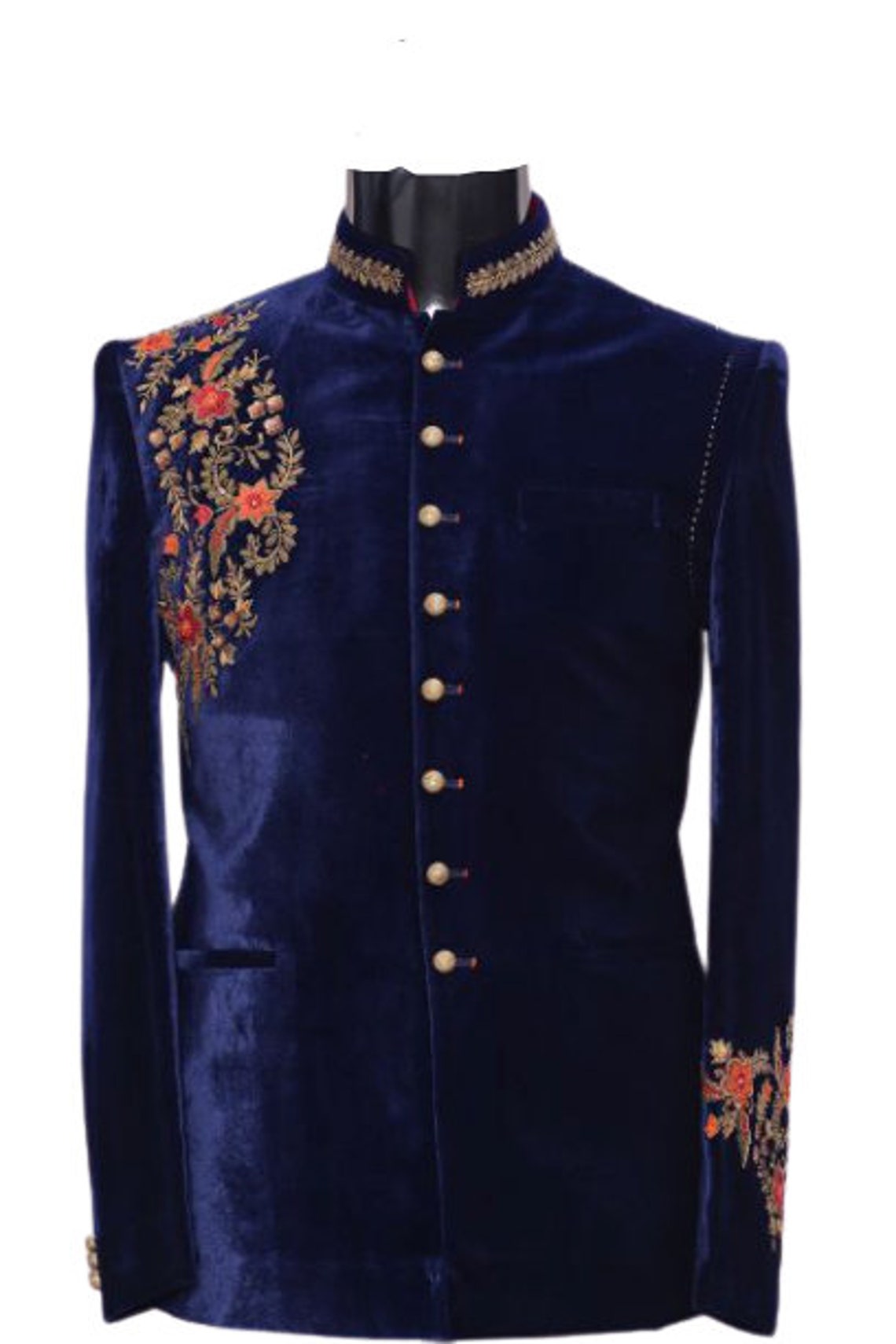 Men Indian Ethnic Jodhpuri Jacket Groom Party Wear Blue Etsy