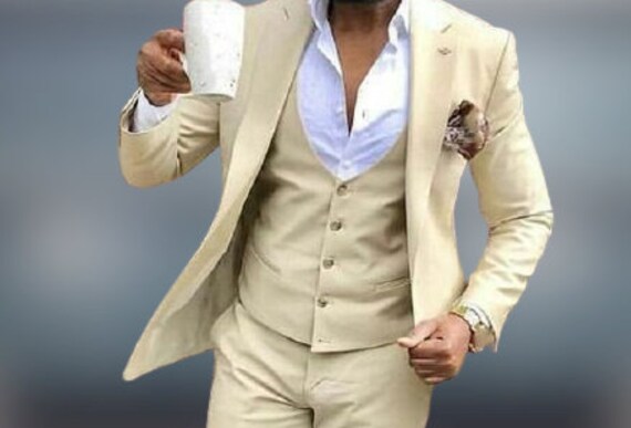 men's fashion ivory suit