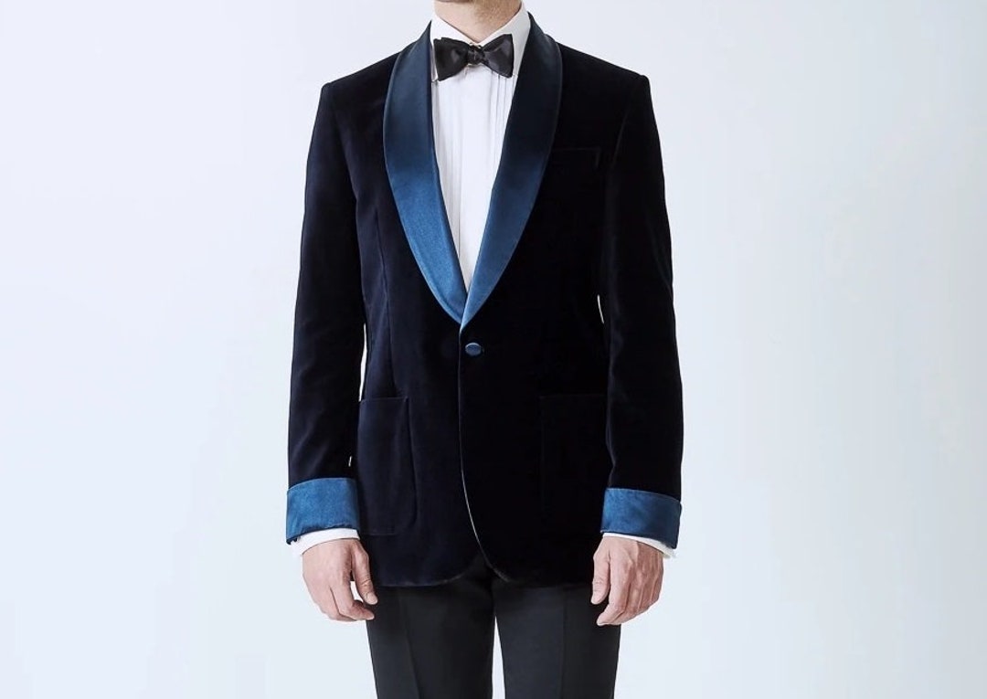 Men Tuxedo Blue Velvet Jacket One Button Slim Fit Party Wear - Etsy