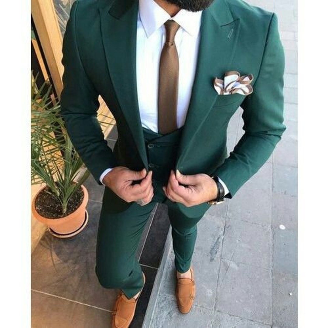 Men Green 3 Piece Wedding Suit Groom Luxury Slim Fit Designer - Etsy