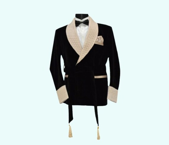 Smoking Jacket Men Luxury Black Evening 
