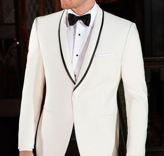 Men Tuxedo Jacket White Wedding Coat Groom Blazer One Button - Etsy India