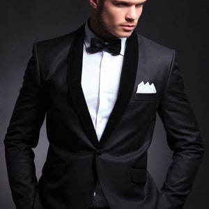 Men Suits Black Wedding Suit Tuxedo 2 Piece One Button Slim - Etsy