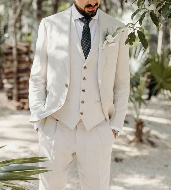 Men Linen Suit Cream Linen Wedding Suit Linen Groom Suit - Etsy