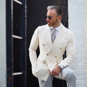 Men White Double Breasted Double Breasted Coat Double - Etsy