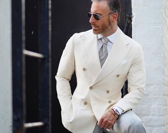 Buy Men White Double Breasted Double Breasted Coat Double Online in India -  Etsy