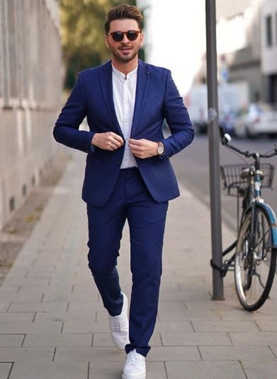 Stylish Royal Blue Two Piece Suit for Men for Wedding and 