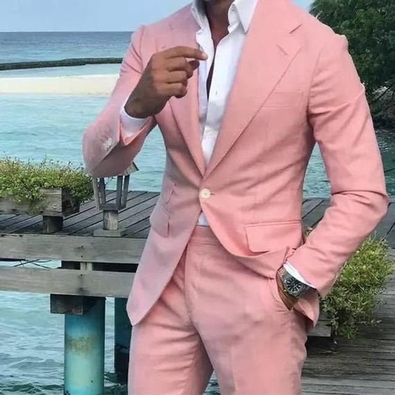 pink wedding suits for groom
