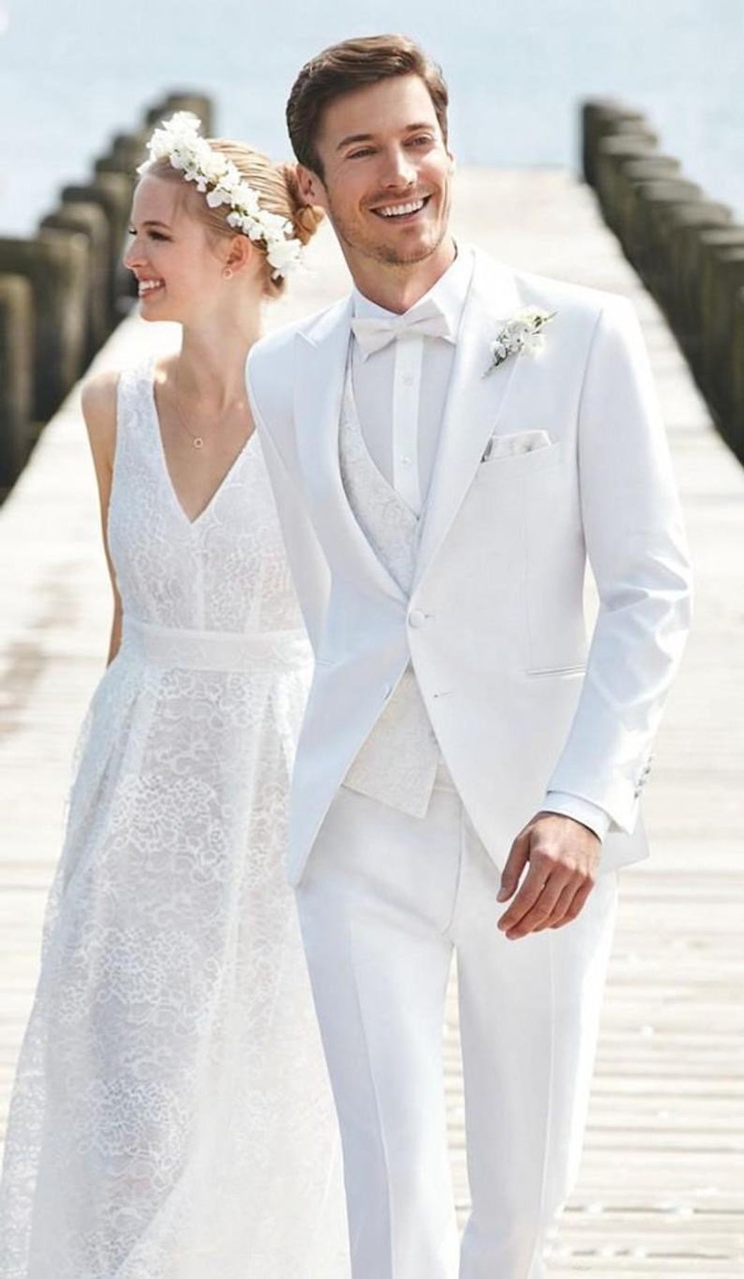 Trajes de hombre Hombres Blanco Boda Novio - España