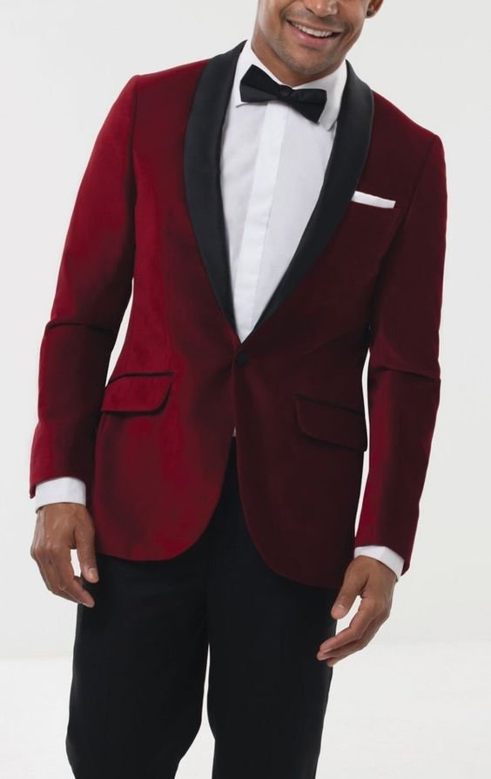 Men Tuxedo Jacket Maroon Velvet Coat One Button Slim Fit - Etsy