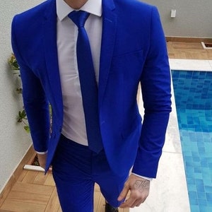 Men Suits 2 Piece Royal Blue Elegant Formal Fashion Luxury Wedding ...