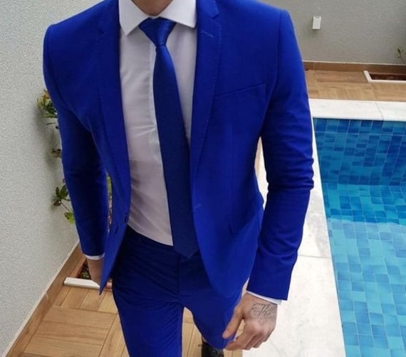 Classy 3 Pieces Suits Royal Blue Suit for Wedding Groom Wear Trajes De