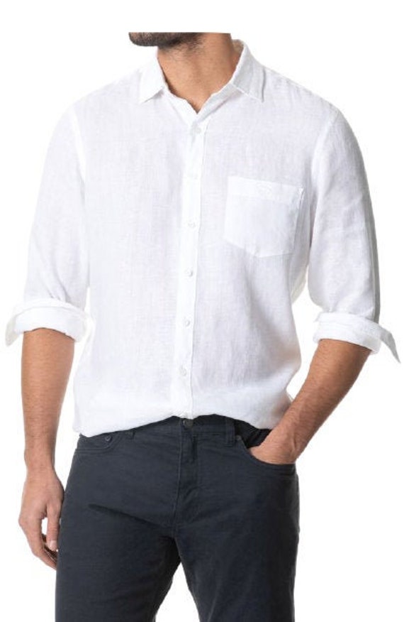 Men White Linen Shirt Slim Fit Party Wear Summer Linen - Etsy