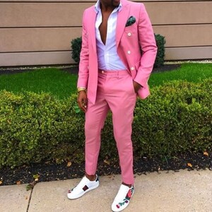 MEN WEDDING SUITS 2 Pink Slim Fit Party Wear Stylish Beach - Etsy