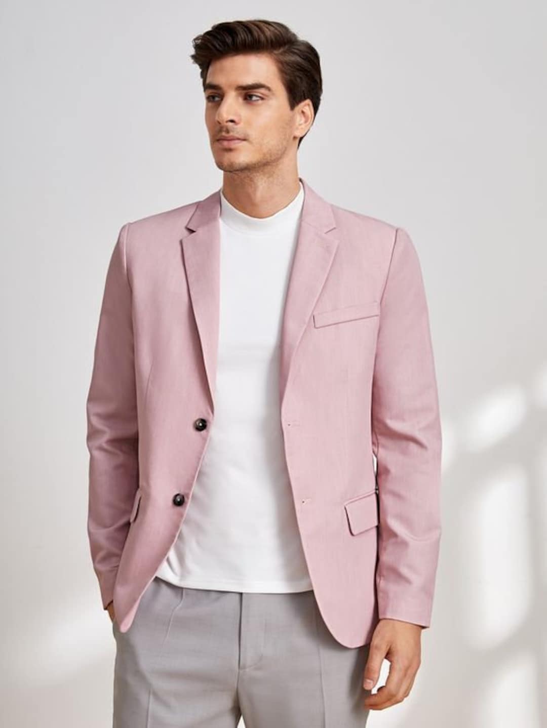 Men Pink Blazer Slim Fit Party Wear Elegant Formal Fashion Etsy