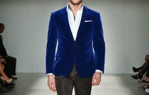 Men Tuxedo Jacket Royal Blue Velvet One 