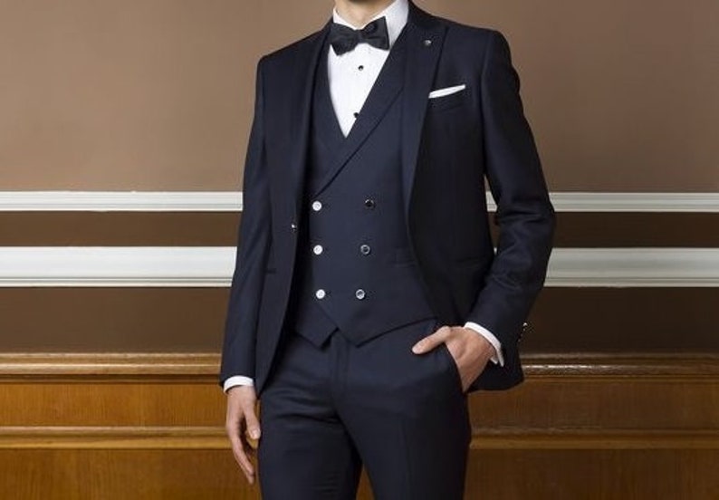 Men Suits Navy Blue 3 Piece Wedding Stylish Formal Fashion - Etsy