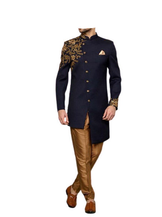 Uomo indiano lungo Jodhpuri abito da sposa matrimonio Indo | Etsy Italia