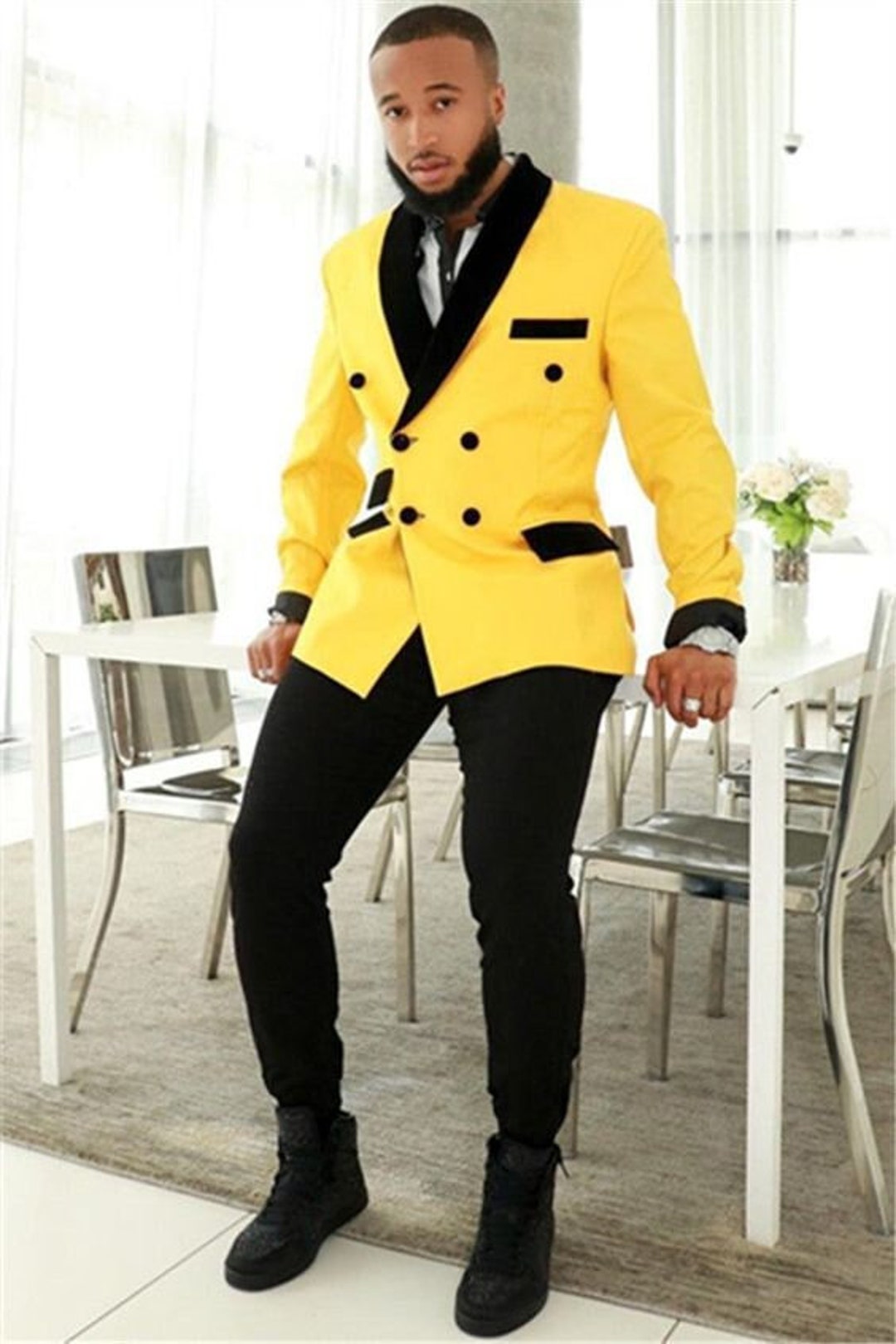 Men Yellow Tuxedo Designer Formal Fashion 2 Piece Dinner Suits - Etsy