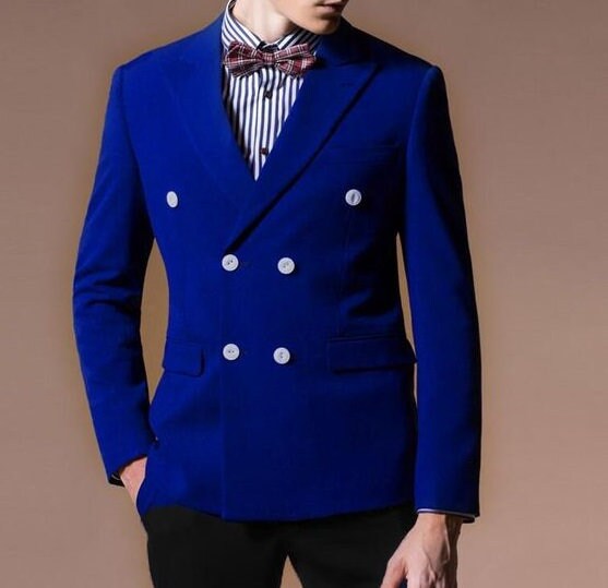 Royal Blue Double Breasted Coat Etsy
