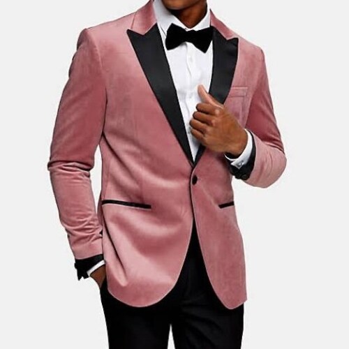 Men Pink Velvet Tuxedo Jacket Slim Fit Party Wear Wedding Etsy