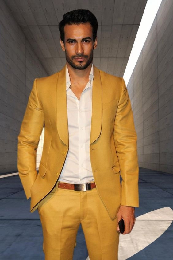 Men Mustard Suit 2 Piece Slim Fit Elegant Formal Fashion Party - Etsy Canada
