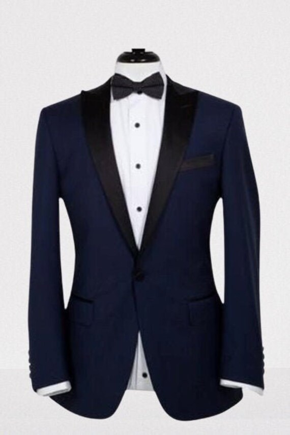 Men Blue Tuxedo Jacket Dinner Coat One Button Slim Fit | Etsy