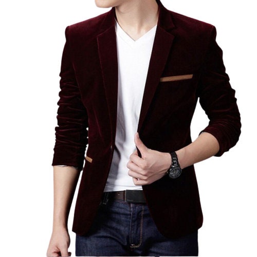 Men Velvet Blazer Men One Button Slim Fit Party Wear Velvet - Etsy