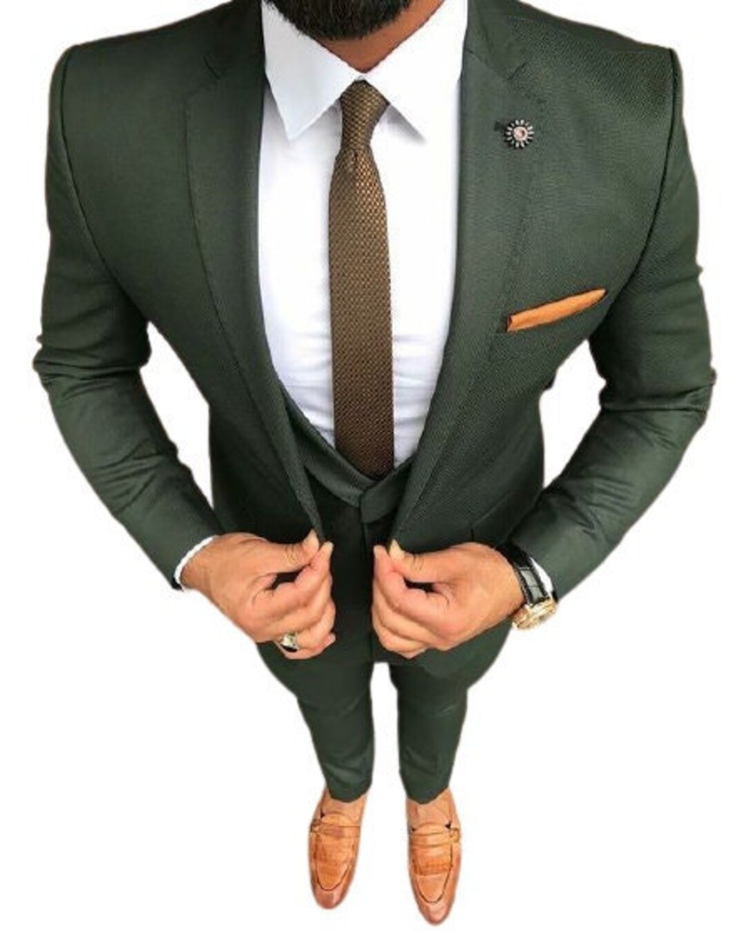 Men Suit Green 3 Piece Elegant Formal Fashion Party Wear - Etsy