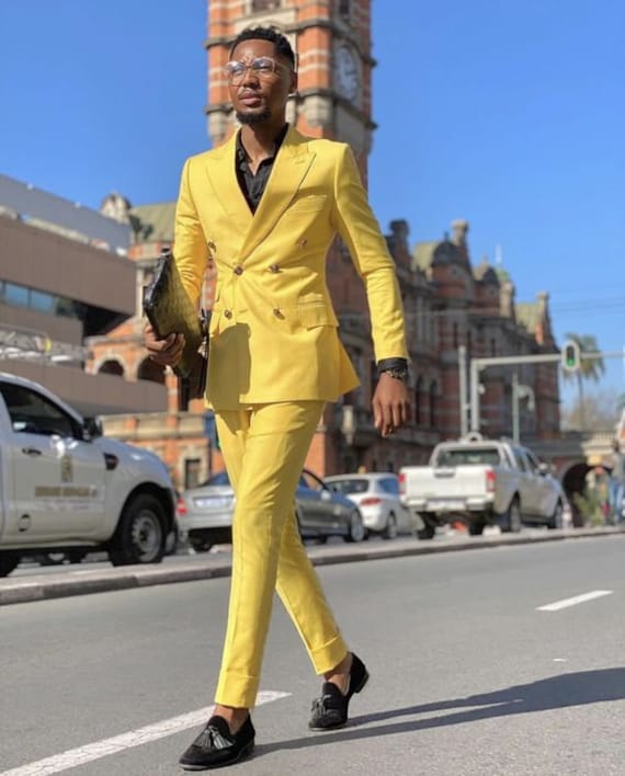 MEN YELLOW SUIT 2 Piece Double Breasted Style Formal Fashion Etsy