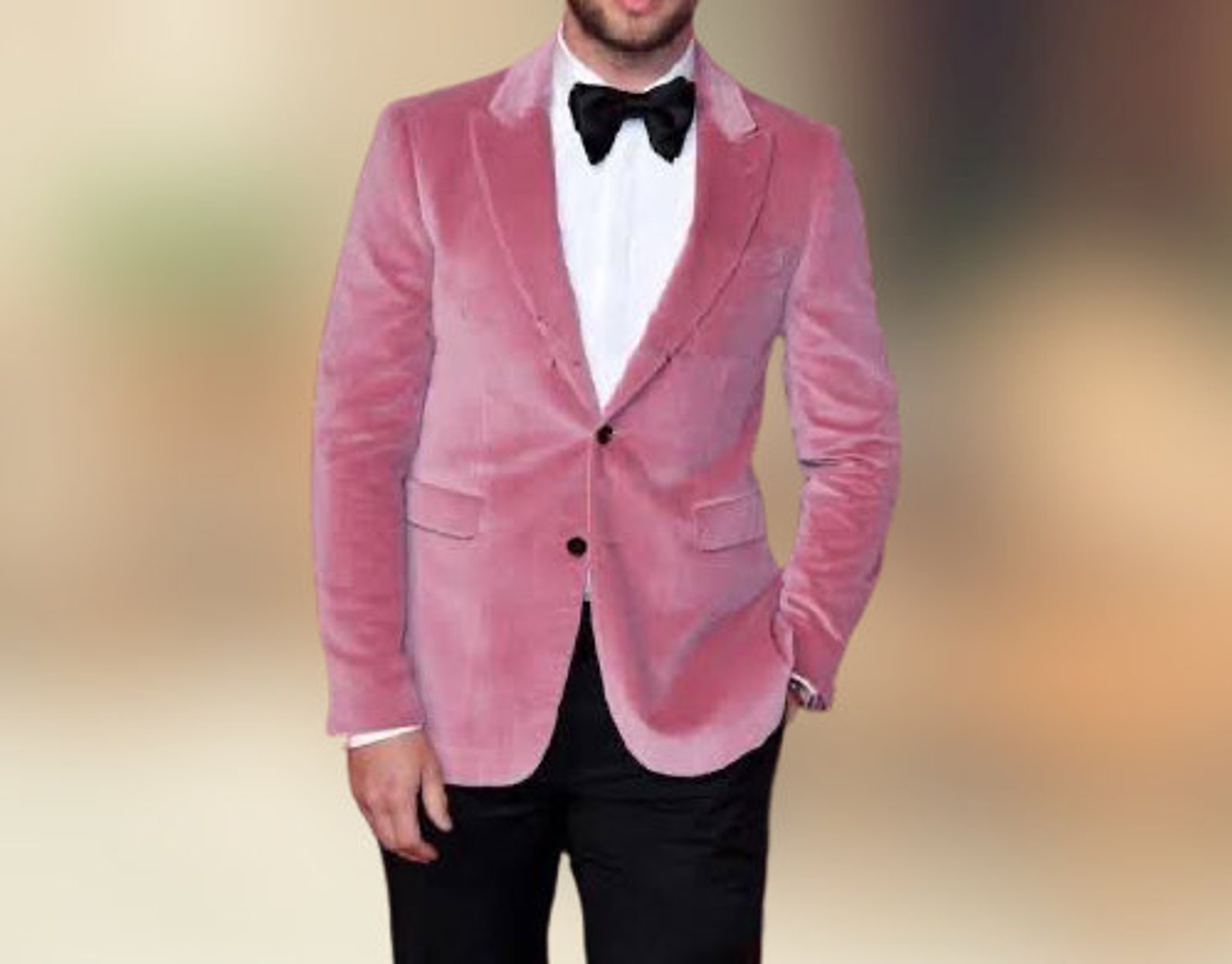 Men Pink Velvet Tuxedo Jacket Slim Fit Party Wear Wedding Etsy