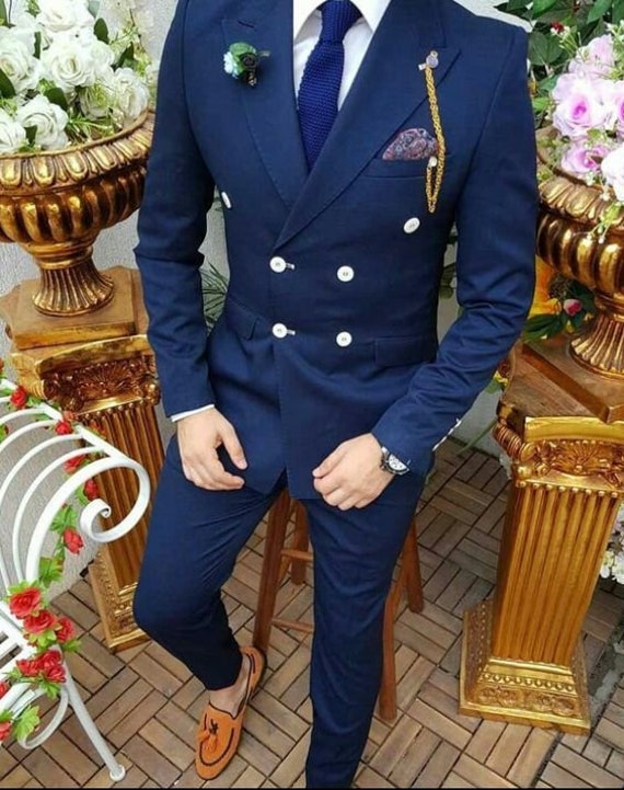 CLASSIC MEN TRADITIONAL BLUE 2-PIECE SUIT – SamEnchill Collections
