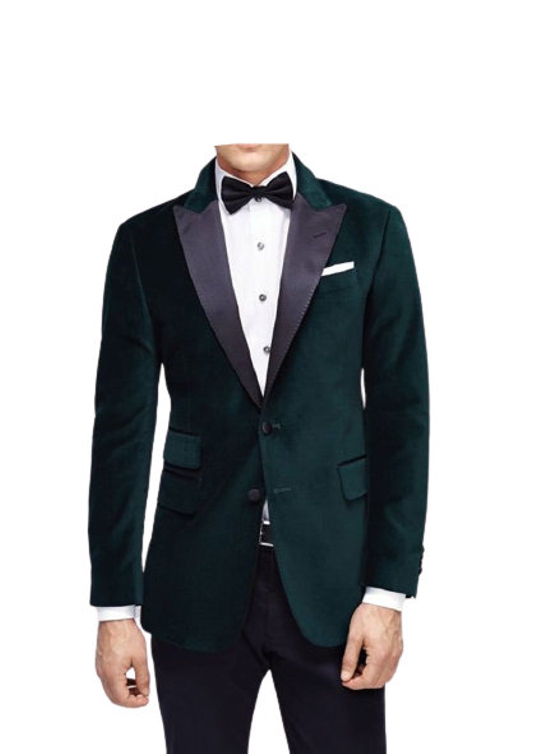 Men Tuxedo Jacket Green Velvet Blazer Black Satin Slim Fit Two - Etsy