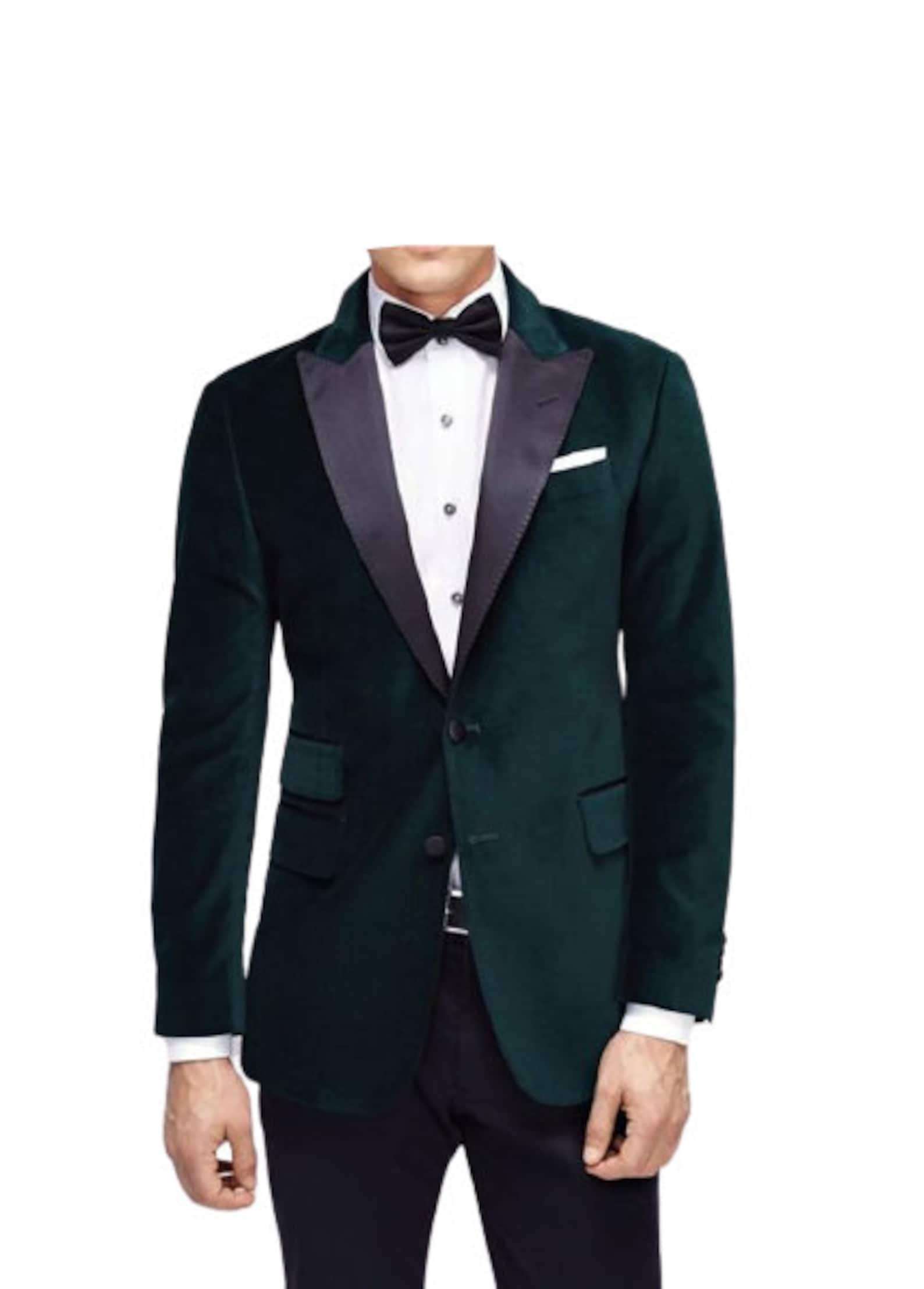 Men Tuxedo Jacket Green Velvet Blazer Black Satin Slim Fit Two - Etsy ...