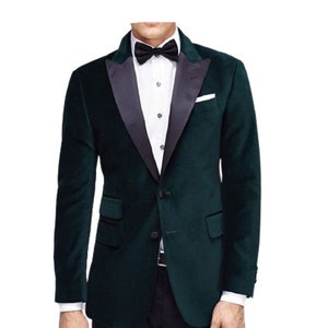 Men Tuxedo Jacket Green Velvet Blazer Black Satin Slim Fit Two - Etsy