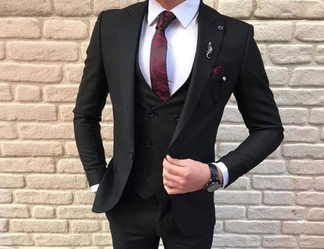 Buy Men Suits Men Black Luxury Designer Formal Fashion 3 Piece Online ...