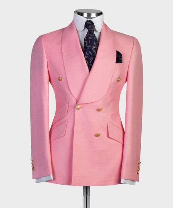 Men's Plaid Business Casual Blazer Double Breasted Jacket Lapel  Wearcoat Elegant