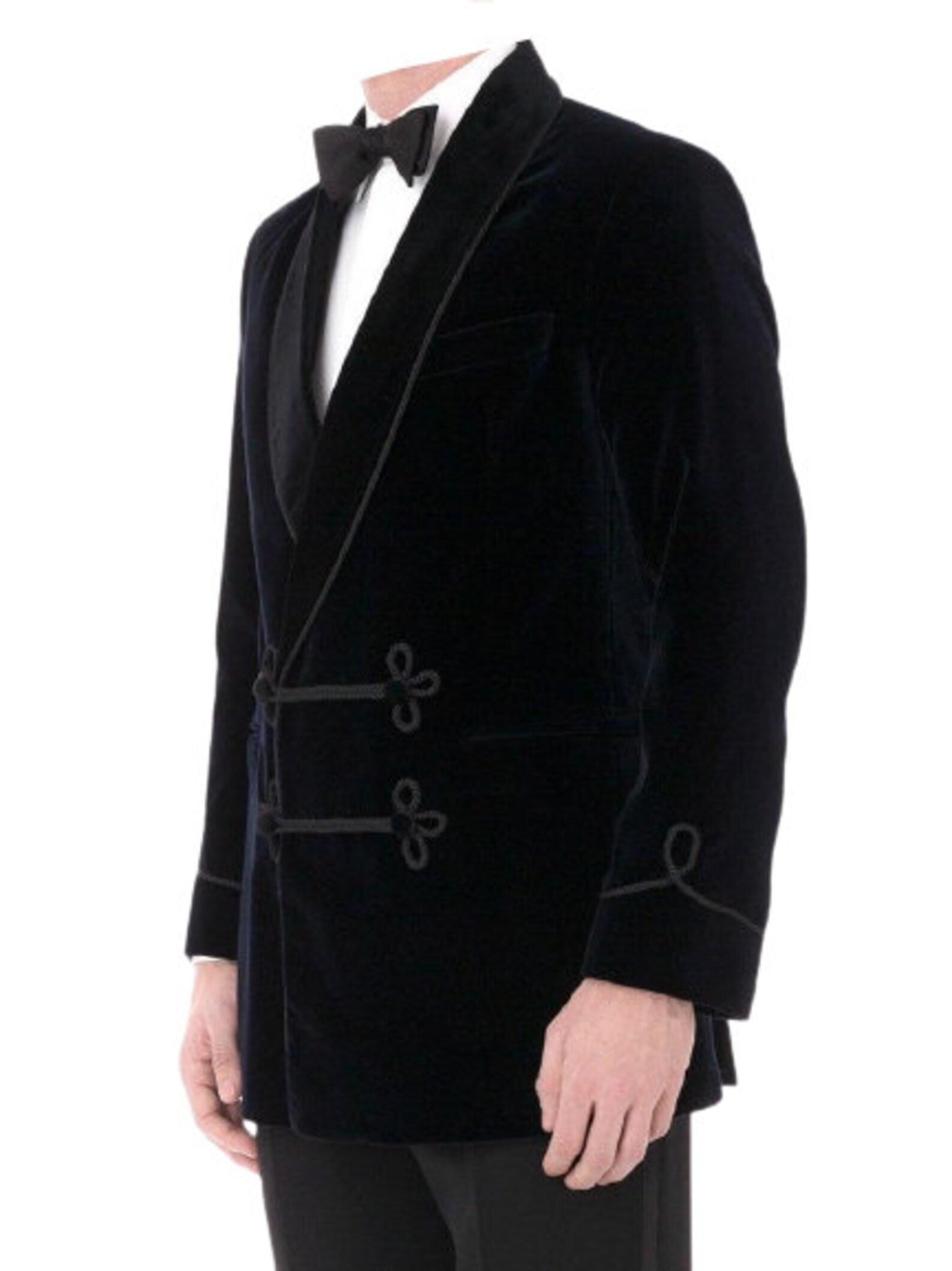 Men Smoking Jacket Black Frogging Style Velvet Blazer Party Etsy