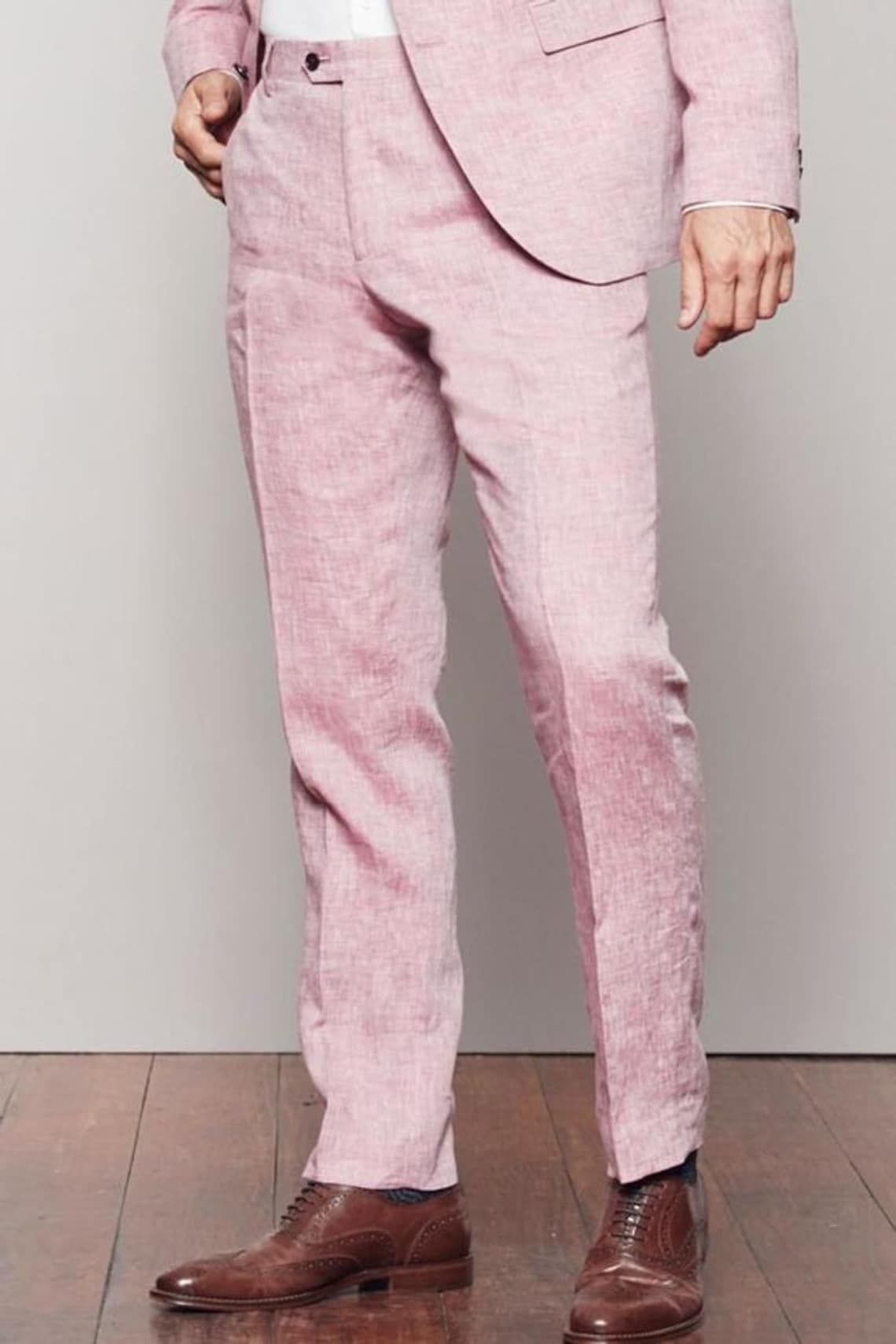 Men Suits Men Pink Linen Suits 2 Piece Linen Suit Men Etsy