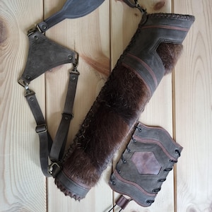 Leder BACK Köcher mit Armschutz Set