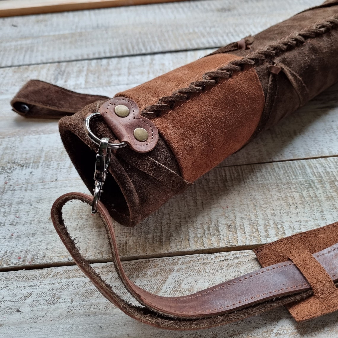 Leather Arrow Back Quiver Round Suede Leather Shoulder and Etsy